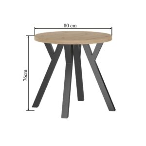 Stół  okrągły (dąb artisan + nogi Y) Fi80