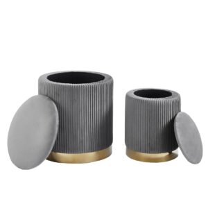 Pufy (zestaw 2 szt.) velvet – Riviera 91 szare