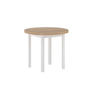 Stół okrągły (dąb złoty craft/biały) Fi80