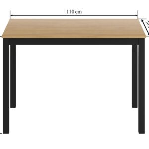Stół drewniany 70×110 – dąb naturalny + czarny