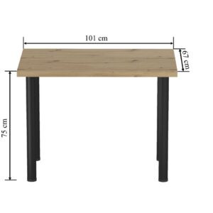 Stół (dąb artisan + nogi I czarny mat) 67×101