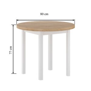 Stół okrągły (dąb złoty craft/biały) Fi80