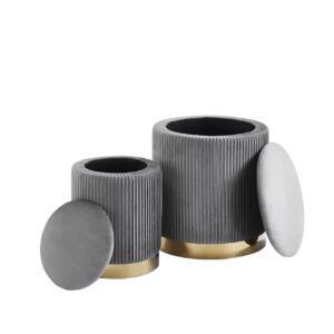 Pufy (zestaw 2 szt.) velvet – Riviera 91 szare
