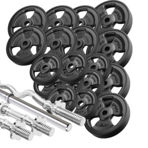 Zestaw gryfów i obciążeń gumowanych 113 kg – Marbo Sport