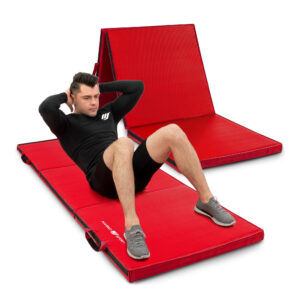 Materac gimnastyczny składany twardy z rzepami 180 x 60 x 5 cm czerwony – Marbo Sport