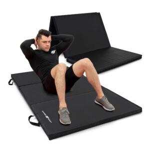 Materac gimnastyczny składany twardy z rzepami 180 x 90 x 5 cm czarny – Marbo Sport