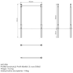 Poręcze do dipów zewnętrzne (długie) MO-006 – Marbo Sport