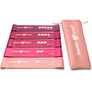 Zestaw 5 różowych taśm oporowych 600 x 50 mm – Marbo Sport