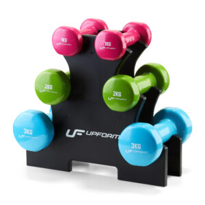 Zestaw hantli fitness winylowych 12 kg ze stojakiem – UpForm