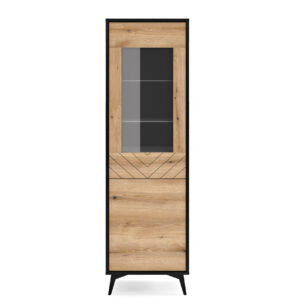 Witryna Diamond W54 | Piaski | Dąb Evoke / Czarny